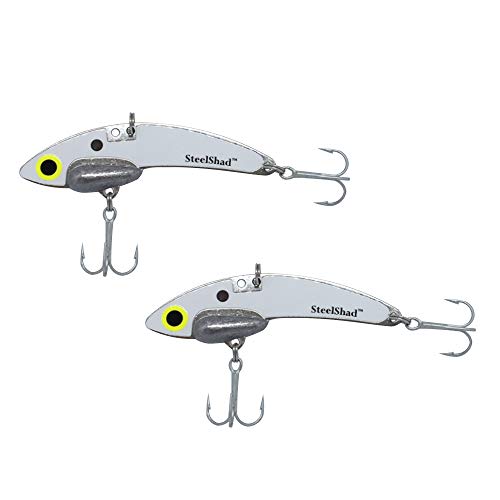 SteelShad - Mini Series (1/4 oz) - 2 Pack - Lipless Crankbait for Freshwater Fishing - Perfect for Ice Fishing, Pan Fishing, Crappie, Walleye and Bass - color: White Shad