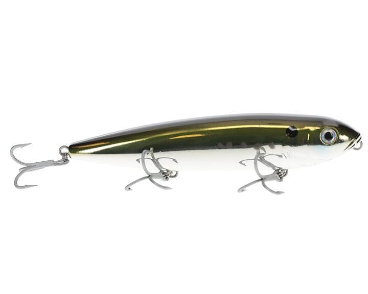 Strike King Sexy Dawg Hard Knock Saltwater Hard Bait Fishing Lure, 4.5", 5/8 oz, Steel Sound Chamber, 3D Eyes - color: Silver Bunker
