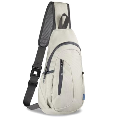 TITECOUGO Small Sling Bag, Lightweight Crossbody Backpack for Men Women, Shoulder Bag for Sports and Outdoor - color: Z1-canvas, Gray