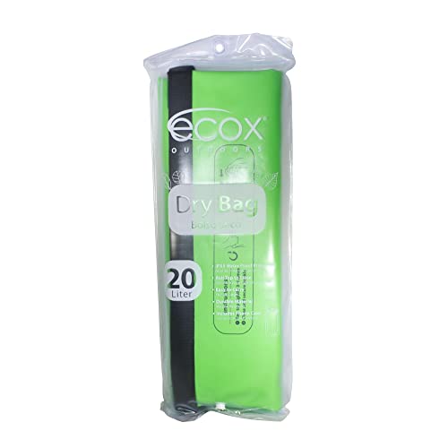 ecox Outdoors Waterproof Dry Bag for Outdoors Activities High Grade 500D PVC Construction Includes Waterproof Phone Case and Side Strap for Easy Carry 20L Green DB20LG