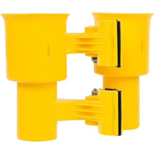 ROBOCUP, (Yellow), Patented Clamp On Boat Cup Holder |Multifunction Dual Drink Caddy for Fishing Poles, Tools, Net, Gaff |Portable Storage for Boating, Beach, Umbrellas, Golf Carts, Strollers - color: Yellow, size: Standard Spring