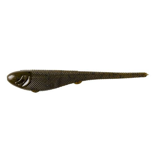YUM Sniper Shad Soft Plastic – Realistic Minnow Bass Fishing Lure, Jig Head & Underspin Trailer, 3” 4” 5” Sizes, Multiple Colors - color: Green Pumpkin, size: 4"