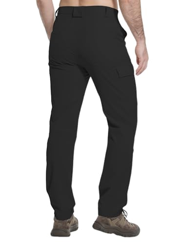 Men's Hiking Cargo Pants Waterproof Lightweight Quick Dry Outdoor Work Fishing Mountain Travel Stretch Pants - color: Black, size: 30