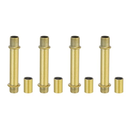 PATIKIL Straight Pipe Lamp Stems Rod Kit, 4 Set M10 Carbon Steel 60mm(2.36") Long Double End Thread Rod with Coupling Nuts Sleeve Connector for Table Lamps Chandeliers, Gold Tone - color: Gold Tone, size: 60mm(2.36")
