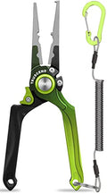 TRUSCEND Easy Use Lockable Fishing Pliers with Tungsten Carbide Cutter, Innovative Ergonomic Handy Handle, Saltwater Corrosion Resistant Teflon Coated Fishing Tool, Light Multi-Function Fishing Gear - color: D1-green