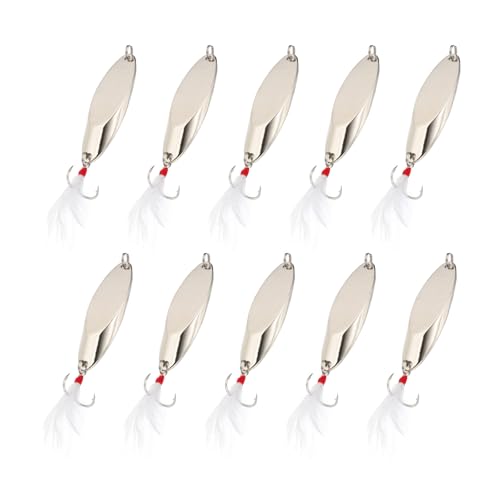 PATIKIL Fishing Spoons, Fishing Lures Casting Spoon Treble Hooks Jigs Hard Metal Spinner Baits for Freshwater Saltwater Salmon - color: Silver Tone, size: 4/5 oz