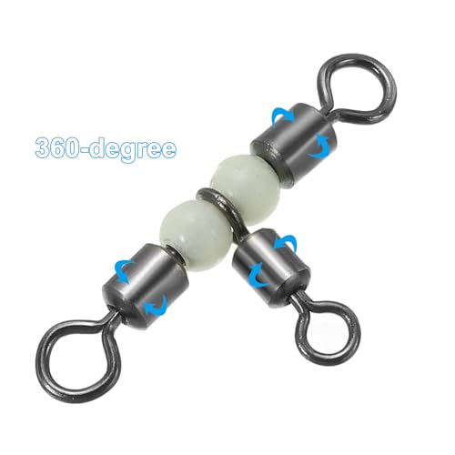 PATIKIL 3 Way Swivel Cross Line T Turn Rolling Tackle with Luminous Beads for Catfish Surf Rig - size: 1.6x0.8 Inch