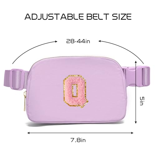Gitus Initial Belt Bag Fanny Pack Crossbody Bag for Girls Birthday Gifts Age 8-10 Teen Girl Gifts Trend Stuff Personalized Letter Gifts for Daughter Sister (Lavender-Q) - color: Lavender, style: Q