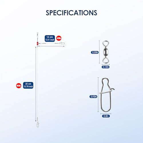 Fishing Leader Fishing Rigs, Luroad 6/12/18 Pcs Nylon-Coated Lines with Swivels Snap Beads, Stainless Steel Hooks Crimps Saltwater Freshwater for Fishing Lovers Angler, 1 Arm/ 2 Arms - color: H.1 Arm-Red-12pcs