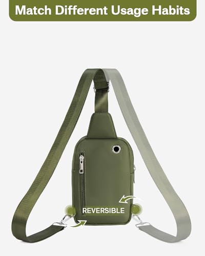 CHOLISS Small Sling Bag for Women and Men, Crossbody Bags Trendy Fanny Packs Chest Bag with Extended Strap - color: C03 Green - Upgrade