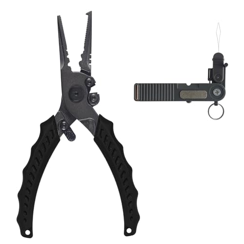 Eupheng Muti Function Fishing Pliers with Tippet Cutter Set Stainless Saltwater Resistant Hook Remover with Safety Lock,Split Ring Pliers,Braided Fishing Line Cutting Fishing Tool Set Gift for Men - style: Muti-Function Fishing Pliers +Tippet cutter