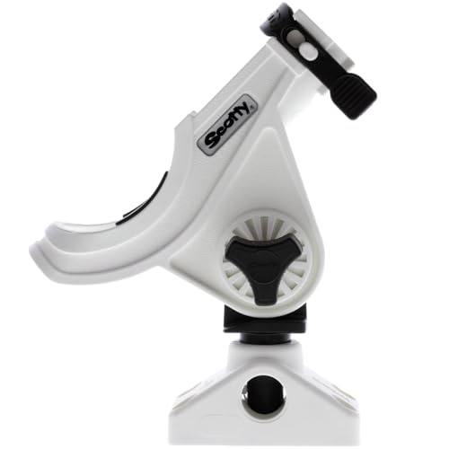 Scotty 0280-WH Baitcaster/Spinning Rod Holder, with# 241 Side Deck Mount, White