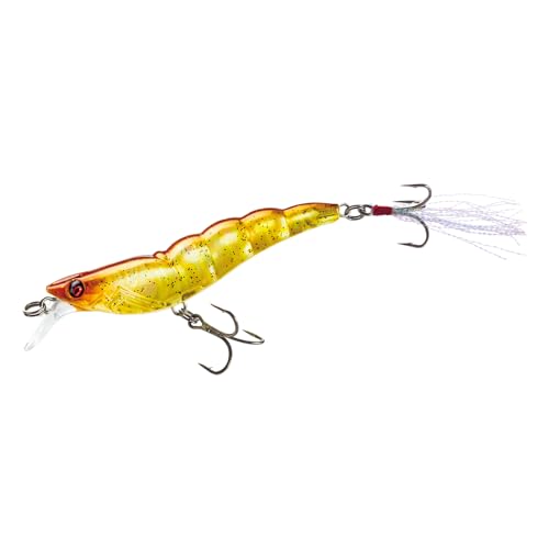 Yo-Zuri Crystal 3D Shrimp Slow Sinking Lure, Luminescent Aurora Chartreuse - color: New Penny Gold Flake, size: 3-1/2 inch