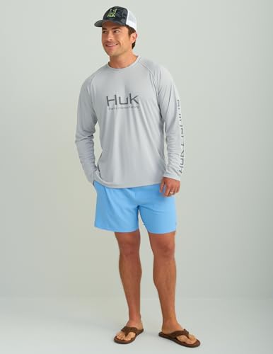 HUK Men's Pursuit Vented Long Sleeve Fishing Shirt (+30 UPF) - color: Harbor Mist, size: Small