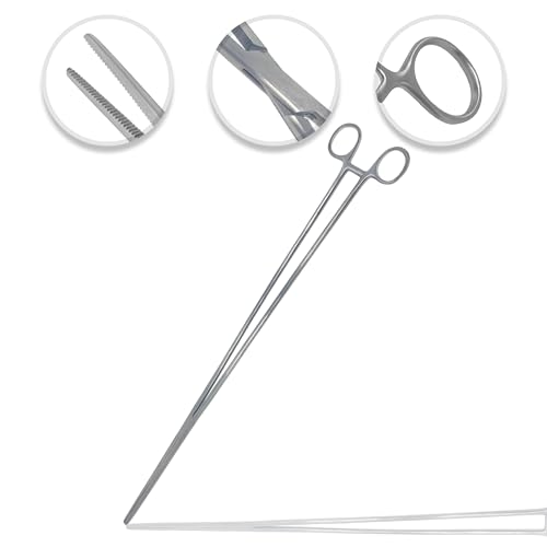 Cynamed 24" Long Straight Hemostat Forceps - Stainless Steel Locking Tweezer Clamps - Ideal Hemostats for Nurses, Fishing Forceps, Crafts and Hobby - style: Straight