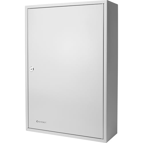 Barska 240 Position Key Cabinet with Numbered Hooks – Wall Mount Steel Key Organizer Safe with Index Log, White Key Tags & Lockable Door for Office or Business - Key box wall mount - key locker