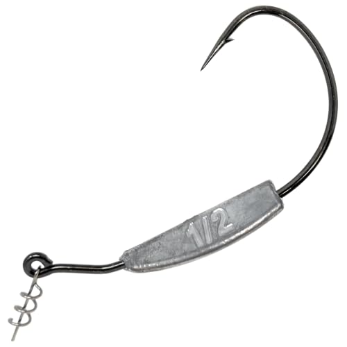 Reaction Tackle Weighted Swimbait Hooks - Weedless Belly Weighted Hooks with Twist Lock Bait Keeper for Soft Plastic Swimbaits - Bass Fishing Hooks (10-Pack) - size: 1/2oz 11/0