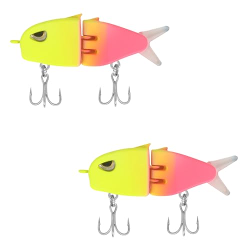 Popper Top Water Fishing Lure: Whopper Fishing Lures with Floating Rotating Tail Barb Treble Hooks Saltwater Freshwater for Bass - color: 2pcs green pink