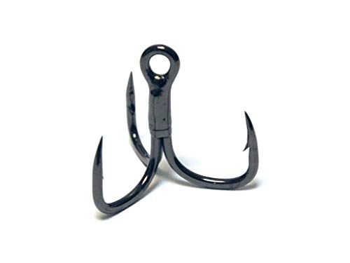 Fishing Hooks Treble Hooks for Hook Upgrade Cutting Blade 4X Strong Short Shank Black Nickle - size: 1/0