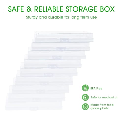 Photo Storage Box 5 x 7 Inches, 18 Inner Extra Large Photo Boxes with Dividers, Clear Acid-Free Photo Storage Containers with Handle, Photo Organizer Craft Keeper for Photo, Craft, Stamp - color: Clear