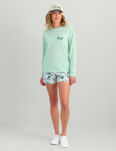 HUK Women's Pocket Tee, Comfortable Performance Fishing Long Sleeve T-Shirt with Chest Pocket for Women - color: Sunset Rise - Seafoam Mist, size: X-Small