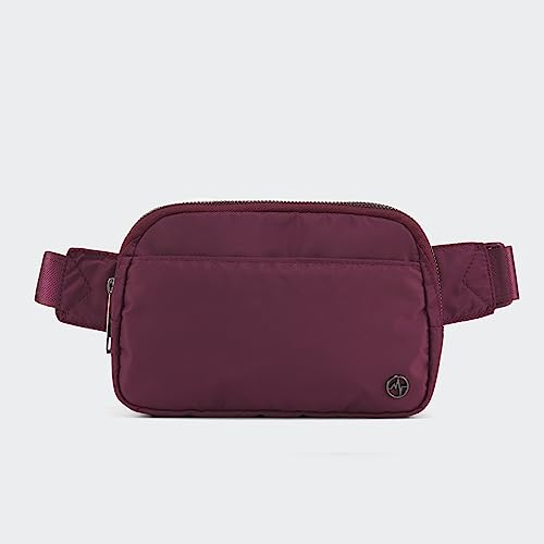 Pander Everywhere Belt Bag for Women, 5 Zipper Pockets Nylon Crossbody Fanny Pack Purse (Red Merlot) - color: Red Merlot
