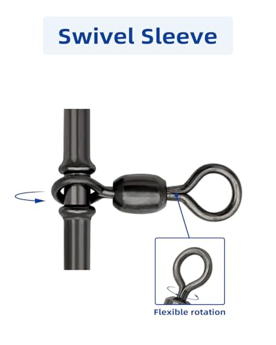 BLUEWING 3-Way Fishing Swivels 73,84,88,309 lbs T-Turn Swivel Sleeve with Rolling Barrel for Rigs for Freshwater and Saltwater - size: S (84lbs) 50pcs
