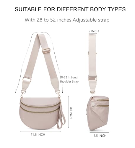 Pure Colour Crossbody Bum Bags for Women Spacious Checkered Cross body Bag Nylon Trendy Fanny Pack for Travel - color: Beige