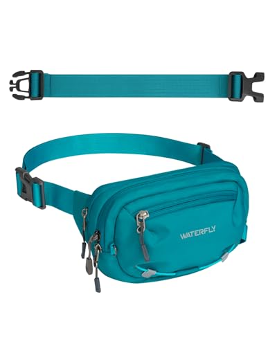 WATERFLY Small RFID Fanny Pack: 1.5L Slim Mini Anti-Theft Crossbody Waist Bag with Extender Strap, Water-Resistant Waist Pack for Men Women Travel Hiking Running-Peacock Blue - color: Peacock Blue