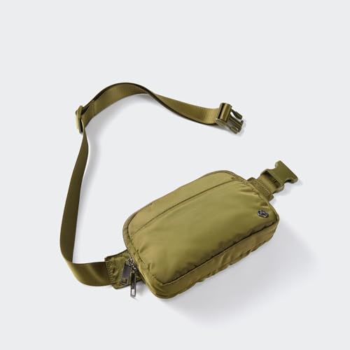 Pander Everywhere Belt Bag for Women, 5 Zipper Pockets Nylon Crossbody Fanny Pack Purse (Dark Moss) - color: Dark Moss