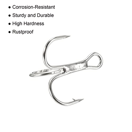 PATIKIL Treble Fish Hooks, Carbon Steel Sharp Round Bend Hook Triple Barbed Hook for Freshwater Saltwater - color: White, size: 17mm/0.67"