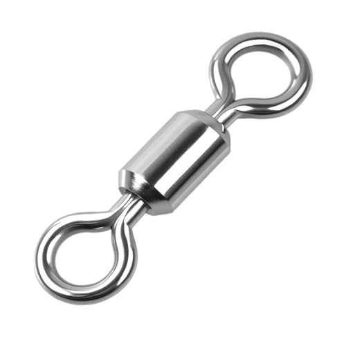 100 Pcs Fishing Swivels Saltwater, 100% 304 Stainless Steel Power Swivel Corrosion Resistance Barrel Swivels High Strength Freshwater Fishing Line Lure Leader Connectors - size: 4# 0.59" / 180LB