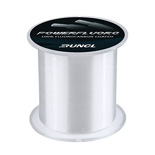 RUNCL Fluorocarbon Fishing Line, PowerFluoro Clear Ice Fishing Leader Line - Virtually Invisible, Faster Sinking, Extra Sensitivity, 300/500/1000yds, 5-32lb Break Strength, Fishing Gifts - size: 8 lb - 1000 yds
