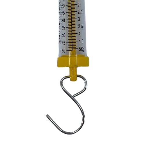 Eisco Labs Newton Force Meter Spring Scale - Max Capacity 50N, 5Kg, Dual Scale Labeled