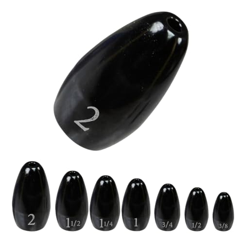 Reaction Tackle Tungsten Flipping Weights for Bass Fishing - Punch Sinkers for Heavy Cover - Size Stamped Texas and Carolina Rig Freshwater and Saltwater - color: Black, size: 1-1/2 oz (2-Pack)