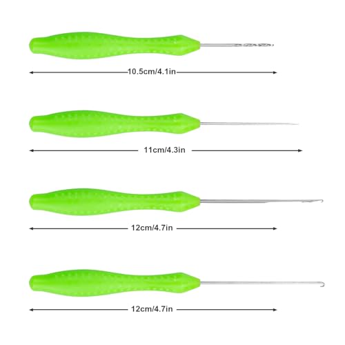 Carp Fishing Baiting Rigs Tool Kit Set, 4 in 1 Carp Fishing Tackle Kit, Including Hook Needle, Driller, Knot Puller, and Fishing Braid Line Scissors for Lures Bait Driller