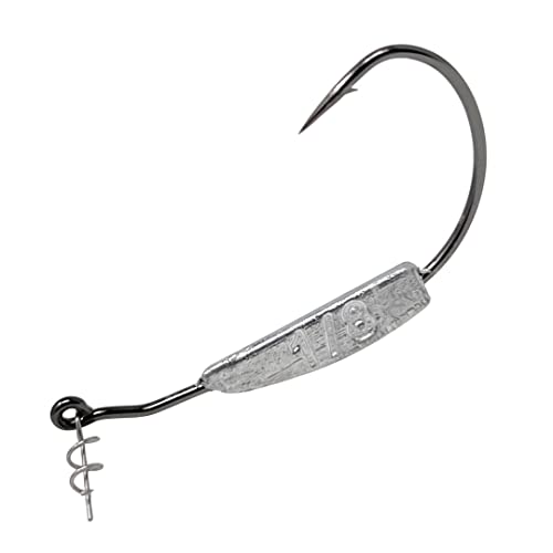 Reaction Tackle Weighted Swimbait Hooks - Weedless Belly Weighted Hooks with Twist Lock Bait Keeper for Soft Plastic Swimbaits - Bass Fishing Hooks (10-Pack) - size: 1/8oz 3/0