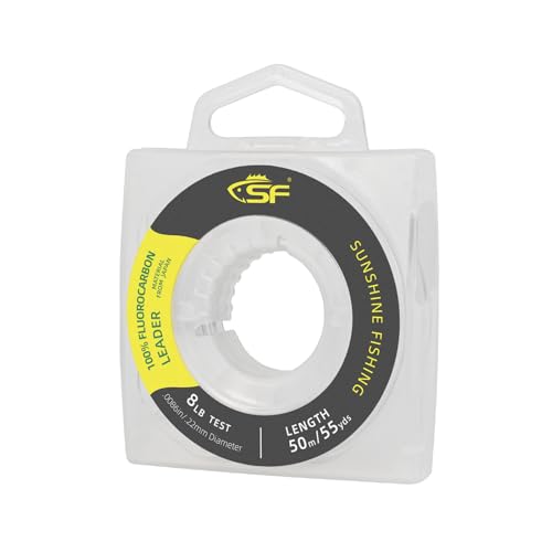 SF 100% Pure Fluorocarbon Leader Material Fishing Line Virtually Invisible Shock Resistant Increased Sensitivity Sink Fast Clear 55yd - color: Transparent, size: 55yd-8LB