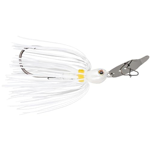 Strike King Thunder Cricket Fishing Lure, Vibrating Swim Jig, Silver Blade, 4/0 Jungle-Style Flipping Hook - color: White, size: 1/2 oz