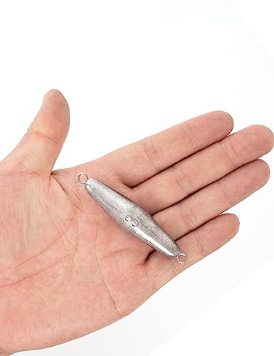 BLUEWING Torpedo Sinker Through Wire Fishing Weight Saltwater Bullet Lead Double Ringed 2oz-48oz - style: #02 3 Ounce, 3 Pack