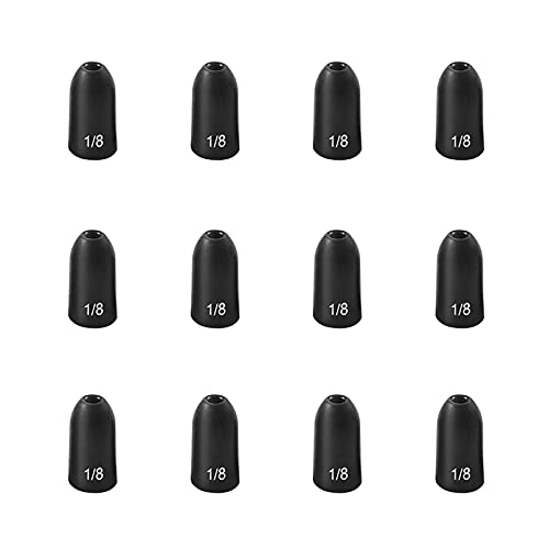 12 Pack Tungsten Bullet Fishing Weights, Insert Free Worm Sinkers, 1/8 3/16 1/4 3/8 1/2 oz - color: No Chip Black, size: 3/4 oz - 5pcs