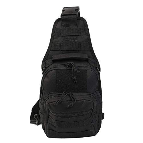 DEPARTED Tactical Sling Pack Military Rover Shoulder Daypack Outdoor Chest Pack Shoulder Backpack for Fly Fishing Camping Hiking Trekking Bag for Men and Women - color: Black