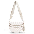 Checkered Crossbody Bum Bags for Women Nylon Checkered Purse Checkerboard Fanny Pack - color: A04-beige