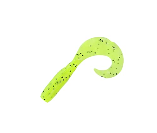 Yamamoto 5" Single Tail Grub Soft Plastic Fishing Angling Swimbait Lures with Tail-Curling Action - 20 Pack - color: CHARTREUSE W/ LARGE BLACK FLAKE (20 PACK), size: 5" SUPER GRUB