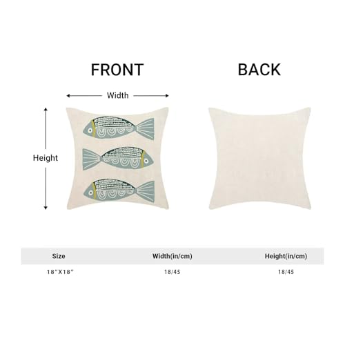 AEIOAE Coastal Pillow Covers 18 x 18 Inch Set of 2, Ocean Beach Blue Fish Print Decorative Throw Pillow Covers Linen Farmhouse Summer Natical Outdoor Pillowcase for Couch Home Sofa Decor - color: Blue Fish, size: 18" x 18" (Pack of 1)