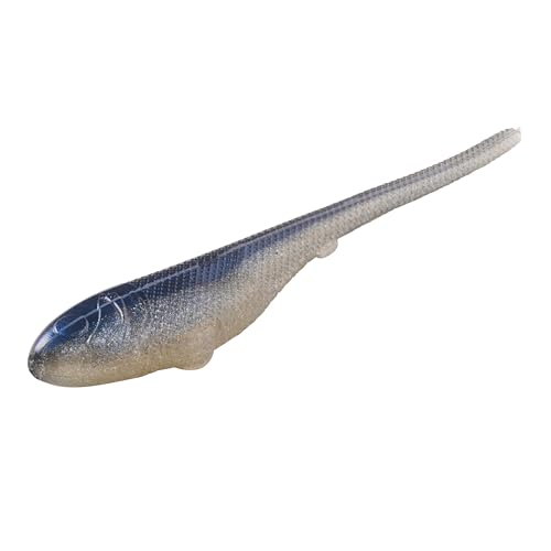 YUM Sniper Shad Soft Plastic – Realistic Minnow Bass Fishing Lure, Jig Head & Underspin Trailer, 3” 4” 5” Sizes, Multiple Colors - color: Glacier Minnow, size: 4"