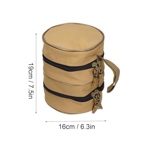 HERCHR Fishing Reel Case, Double Layer Canvas Fishing Tackle Organizer Storage Travel Bag, Portable Fish Accessories Pouch with Strap for Spinning Baitcasting Fly Reels