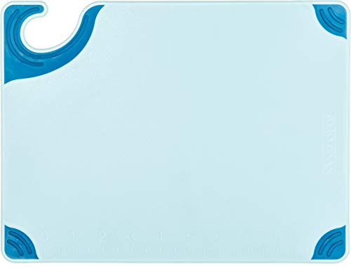San Jamar Saf-T-Grip Cutting Board With Molded-In Ruler, Plastic Chopping Board for Kitchen, 9" x 12" x 0.35", 1 Count, Blue - color: Blue