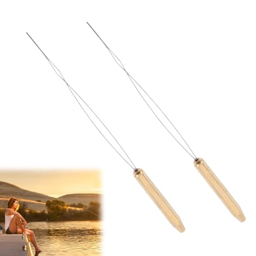 Fly Tying Bobbin, Stainless Steel Bobbin Threader with Ergonomic Handle, Durable Fly Tying Tools for Fly Fishing, DIY Flies, Worm Threader Fishing Tool 2PCS
