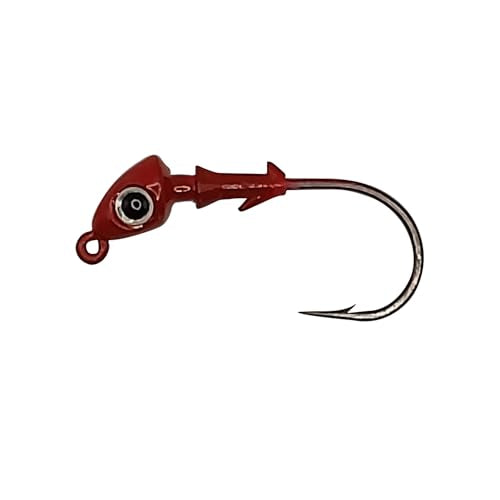Jig Heads for Fishing with Super Sharp Black Nickel Hooks - Double Locking Bait Stays & Multi-Color 3D Eyes - Perfect for Freshwater & Saltwater Fishing - color: Red, size: 1/2 oz - 5 Pack